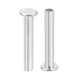 uxcell 50Pcs Semi Tubular Rivets, 4mm x 25mm Aluminum Round Flat Head Semi-Tubular Rivet Metal Stud Rivet for Industry Household Repairing Fastening, Silver
