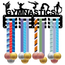 CREATCABIN Gymnastics Medal Holder Medal Hanger Display Rack Sports Metal Hanging Awards Iron Small Mount Decor Awards for Wall Home Badge Race Running Gymnastics Swimming Medalist Black 11.4x5.1 Inch
