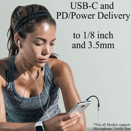 Tek Styz USB C to 3.5mm Headphone Adapter Compatible with NUU X7/X7 Plus/N10/N20/N30/A15/A23 Plus/A25/B10/B15 with Digital DAC Chip That's Dual 1/8 inch TypeC/PD 2Pack