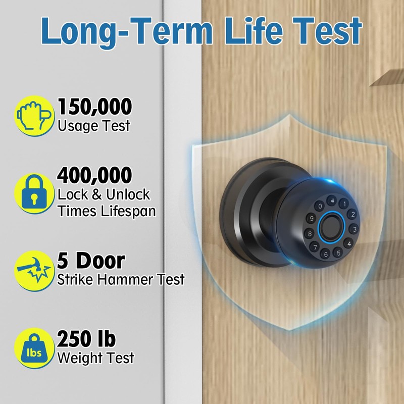 Anweller Smart Fingerprint Door Lock,Fingerprint Door Knob with Keypad,Electrionic Biometric