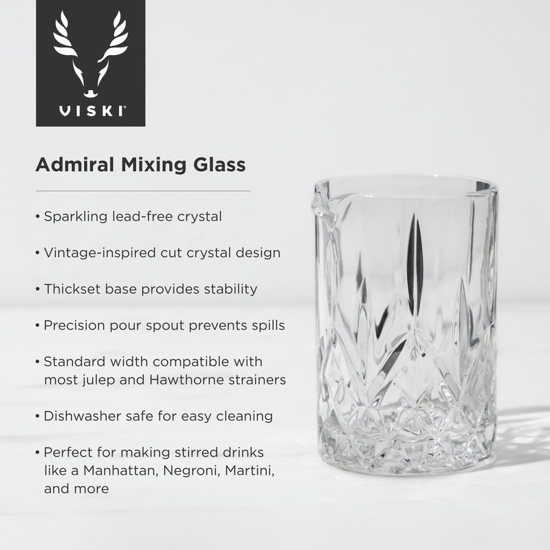 Viski Crystal Cocktail Mixing Glass - Cocktail Pitcher Mixing Glass