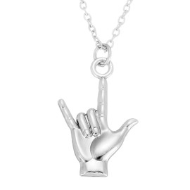 Kivosliviz Asl Necklace Gift for Women Teacher Men Adults Hand Gesture Necklaces Jewelry Deaf American Hand Sign Language Necklace