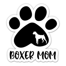 Boxer Mom Paw Sticker - 3" Laptop Sticker - Waterproof Vinyl for Car, Phone, Water Bottle - Boxer Dog Mom Decal