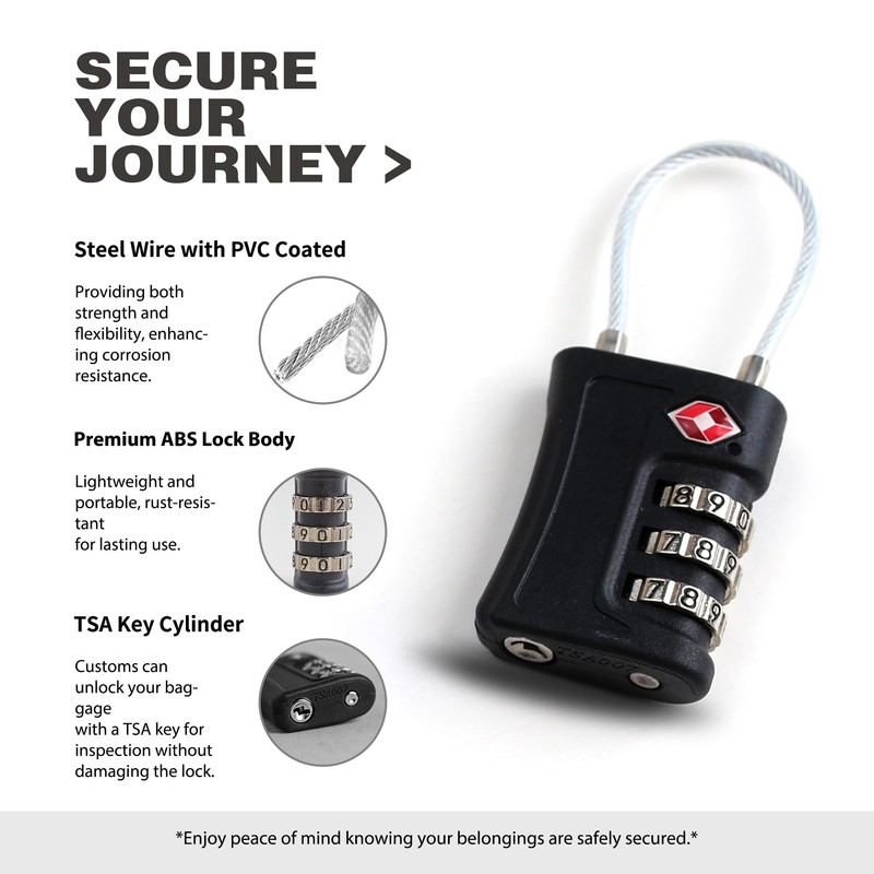 UP Security Suitcase Locks TSA Approved, 3 Digit Combination Padlock,