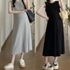 Haute Mode Sleeveless Maternity Dress for Everyday Wear Maternity Dress Black/2XL