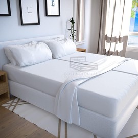 Split California King Sheets Sets for Adjustable Beds 100% Cotton Bed Sheets-5 Piece Split Sheet Set-Split Cal King Sheets, Fits Mattress 16 inches Deep Pocket (White Solid)