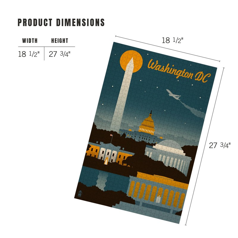 Lantern Press Washington, DC, Retro Skyline, 1000 Piece Jigsaw Puzzle