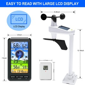 Urageuxy Weather Station Wireless Indoor Outdoor with Remote Sensor, Home Weather Station with Wind Speed/Direction, Indoor/Outdoor Thermometer and Hygrometer for Home, Yard (No WiFi)