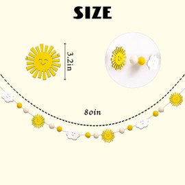 ZAIBIANHAO Sunshine Wood Garland - You are My Sunshine Garland, You are My Sunshine Theme Birthday, First Birthday Decor, Cloud Garland, Felt Garland (Sun wood banner)