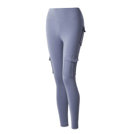 JEGGE Leggings de yoga de cintura alta con 4 bolsillos, control de abdomen, entrenamiento, correr, elástico en 4 direcciones, Azul / Patchwork, M
