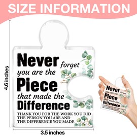 Thank You Appreciation Gifts for Teacher Mentor Nurse, Retirement Going Away Gift for Coworker Boss, Never Forget You Are the Piece that Made the Difference Acrylic Puzzle Piece Office Desk Decor