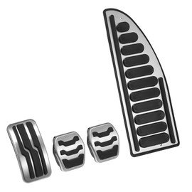 MACHSWON 1 Set Car Clutch Brake Gas Accelerator Foot Pedal Pads Anti Slip No Drilling Aluminum Alloy for Ford Escape Kuga 2013-2021 for Focus 11-20 for Lincoln MKC 2015-2019 Silver Tone