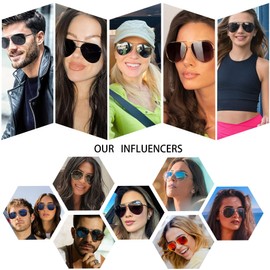 AZorb Polarized Aviator Sunglasses for Men Women Metal Frame Retro Shades UV400 Lens Protection Driving Sun Glasses - 3 Pair