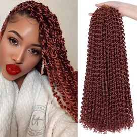Ubeleco Copper Red Passion Twist Hair, 350# Water Wave Crochet Hair 18 Inch Passion Twist Crochet Hair 22 Strands/Pack Bohemian Synthetic Curly Braiding Hair Extensions (18 Inch (Pack of 2), 350#)