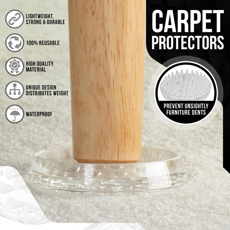 Medipaq Spiked Carpet Protector Cups - 16 Pack Carpet Protectors