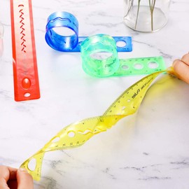 30cm/12inch Shatter Resistant Rulers Bendable Flexible Unbreakable Rulers Transparent Clear Folding Shutterproof Straigt Rubber Plastic Rulers Stationery for School Classroom Home Office(4PCS)