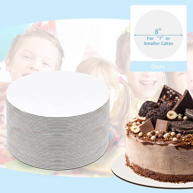 JCD Cake Boards 40 PCS, Cake Boards 8 Inch Round,
