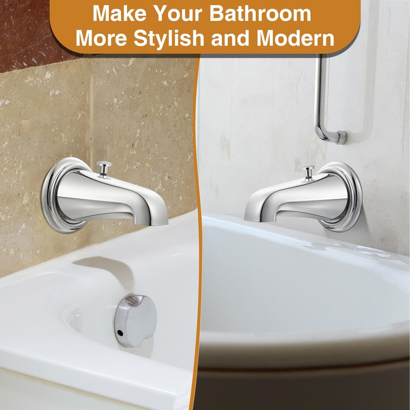 Enhon Tub Spout with Rear Diverter, Bathtub Spout Fitting 1/2-Inch