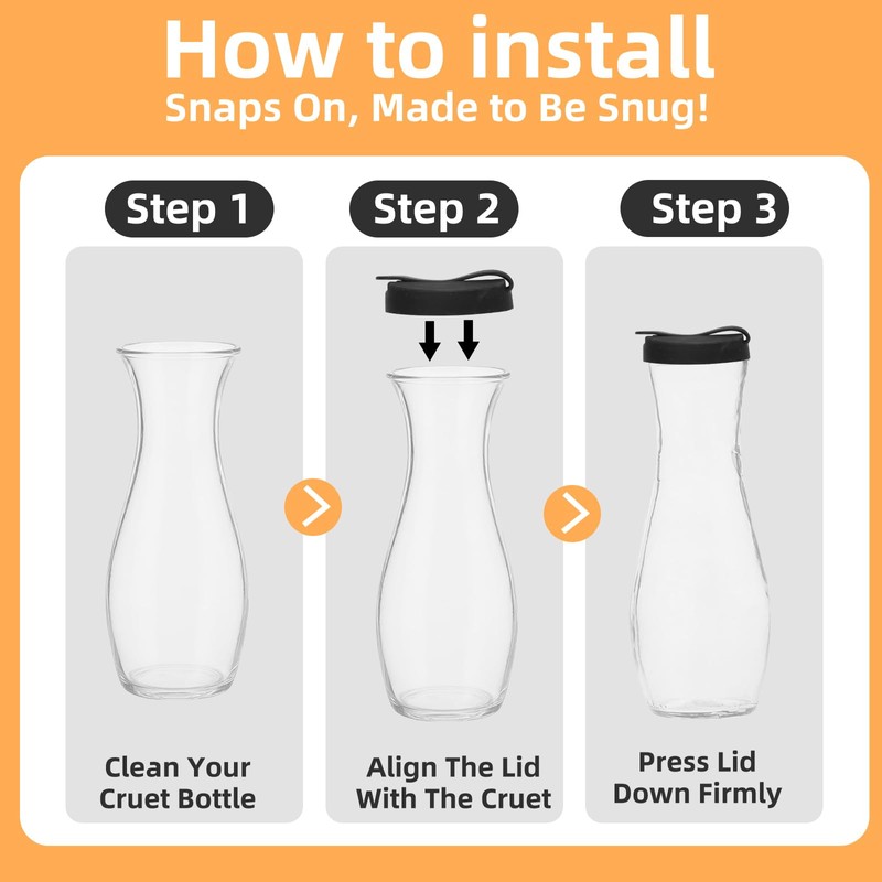 2 Pack Silicone Cruet Lid for good seasons,Black Crute Bottle