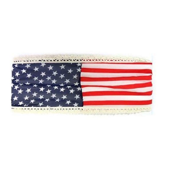 WO USA Headband American Flag Stars Patriotic Lace Hairband Red