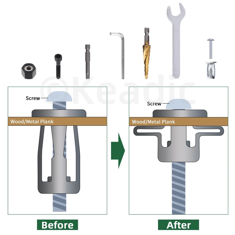 Keadic 25Pcs M6 Jack Nut with Installation Tool Set, Nutserts