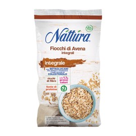 NATTURA Fiocchi di Avena Integrale Bio, Fonte di Fibre e di Proteine, a Basso Contenuto di Grassi Saturi, Prodotto Vegano, Contribuisce a Mantenere i Livelli Normali di Colesterolo, 500 g