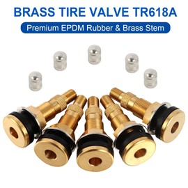 ST Shengtuo 10 Piece TR618A Metal Valve Stems for Agricultural Equipment. Fits 0.618''+0.0157'' Valve Hole Dia, Length 1.99'', Brass Colour