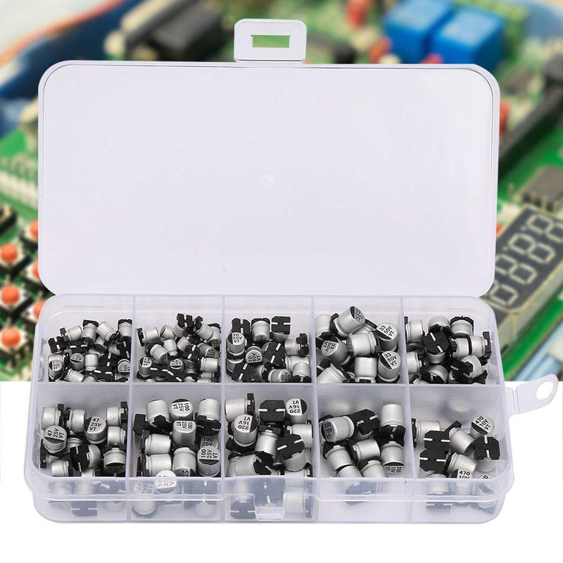200 Pieces 10-50V Electrolytic Capacitor, SMD Electrolytic Capacitors Set 1uF