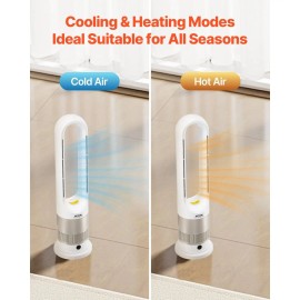 Tower Fan Bladeless 16 Ft/s Velocity Smart 80 Degree Oscillation 8 Speed Quiet Operation Cold Heating Air Model D0100XU69BUSpecification: Cool/Warm Air