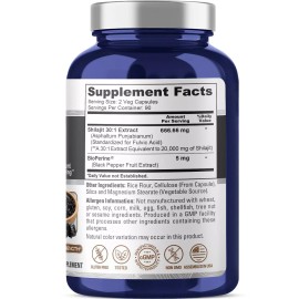 NusaPure Shilajit 20,000mg per Serving | 180 Veggie Caps | Non-GMO, Gluten Free