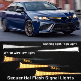 Centre Front Grille LED Lights Compatible With Toyota Camry 2023 2022 2021 2020 2019 2018 SE XSE TRD Front Hood Light With Turn Signal Feature