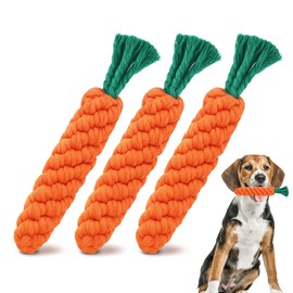 YEWCEP Pack of 3 Puppy Chew Toy, Dog Toy, Carrot, Chew Toy for Puppies, Braided Rope Toy Dog for Interactive, Dog Toy, Small Dogs for Small, Medium Puppies