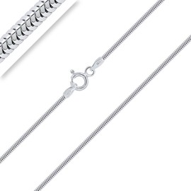 PLANETYS - Light Snake Chain 925 Sterling Silver Rhodium-Plated Chain - Necklace - 1.2 mm Wide Various Lengths: 40-45-50-55-60-65-70 cm, Lead