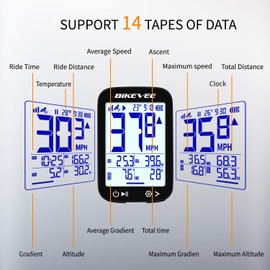 Bikevee GPS Wireless Bicycle Speedometer Cycle Computer Auto Start Stop Auto Backlight Waterproof Odometer MPH KM/H 2.4" FSTN Stage Display with Outfront Extension Mount