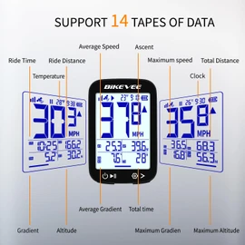 Bikevee GPS Wireless Bicycle Speedometer Cycle Computer Auto Start Stop Auto Backlight Waterproof Odometer MPH KM/H 2.4" FSTN Stage Display with Outfront Extension Mount