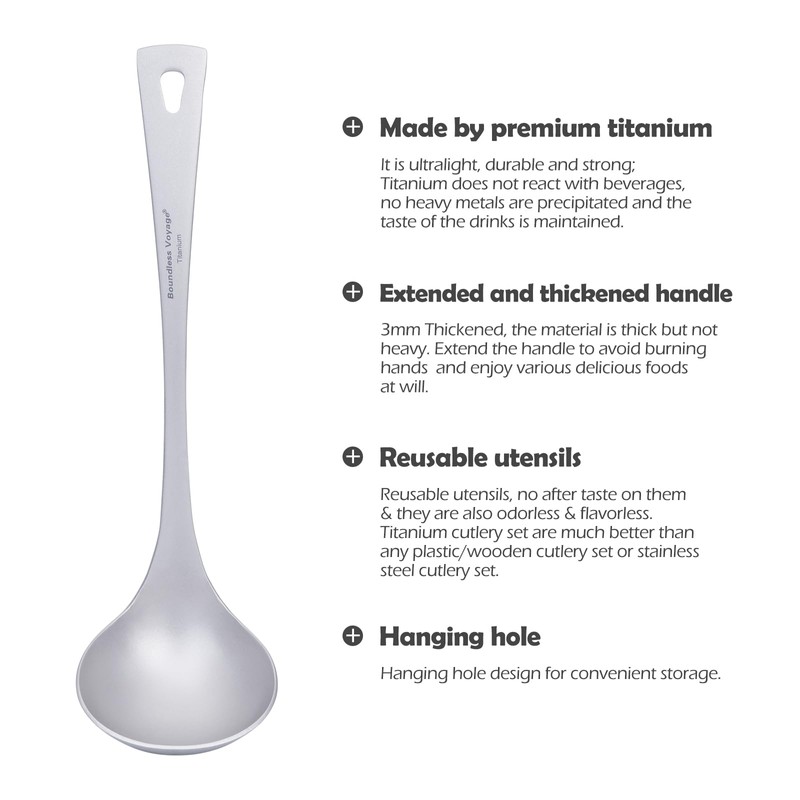 Boundless Voyage Titanium Ladle Durable Long Handle Soup Ladle Serving