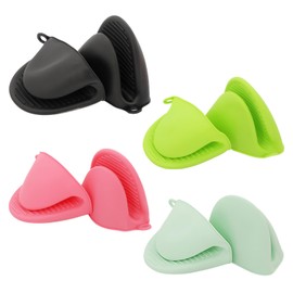 Silicone Oven Mitts Set of 4 Pairs - Heat Resistant Mini Oven Mitts Non-Slip Grips for Baking, Grilling, Pot Handling