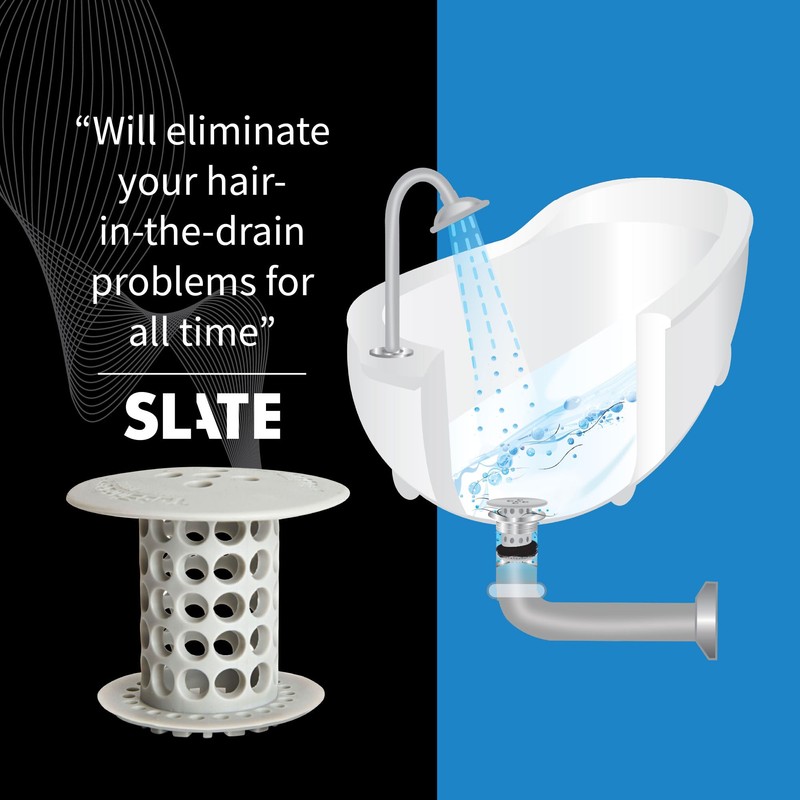 TubShroom the Revolutionary Tub Drain Protector Hair Catcher/Strainer/Snare, Gray (TSGRA454)