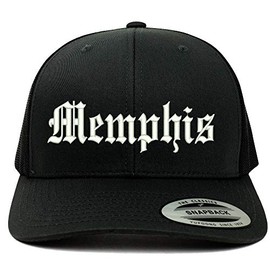 Trendy Apparel Shop Old English Font Memphis City Embroidered 6 Panel Mesh Cap - Black