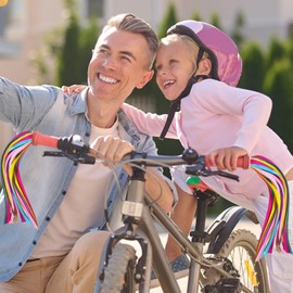 SinChic Kids Bike Streamers,2 PCS Bike Grips Tassels Ribbons Kid's Rainbow Bike Streamers Kid's Scooter Tassels for Girls Boys Scooter's Tricycle's Bike's Handlebars