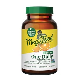 MegaFood MegaFood Men's 40+ One Daily Multivitamin for Men with Vitamin B, Vitamin D3, Selenium, Zinc & Real Food - Immune Support, Energy Metabolism, and Muscle & Bone Health C Non GMO; Vegetarian - 60 Tabs