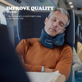 ETROL Inflatable Neck Pillow, Adjustable Travel Pillow for Airplanes, Inflatable Neck Pillow for Travel, Car, Office and Home (Blue)