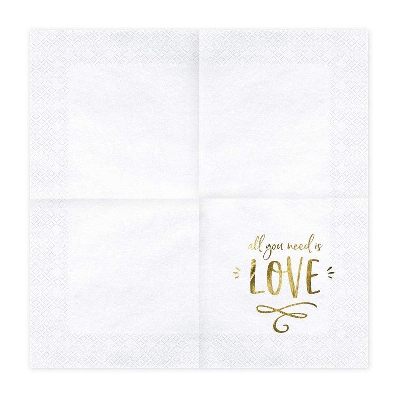 partydeco.pl Napkins with Golden Lettering All You Need is Love