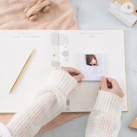 Baby Memory Book, Baby Record Book, Luxury Keepsake Gift for Mum to be, Linen Newborn Book Memories Keepsake, Milestone Record & Photo Album Birth to Age 5 for Boy & Girl, Yellow