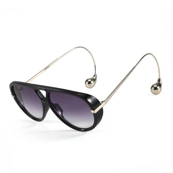 SODQW Oversized Aviator Sunglasses with Earring for Women Fashion Designer