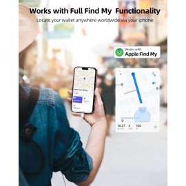 Women Wallet, Works with Apple Find My, Credit Card Holder Slim Wallet, Slim Minimalist Wallet for Women, RFID Wallet Women Front Pocket Small Leather Wallet with Zipper Coin Pocket & ID Window, Blue