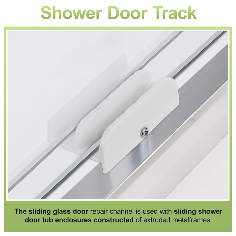 M6219 Sliding Shower Door Bottom Track (2-Piece Set, White) 1/2-inch