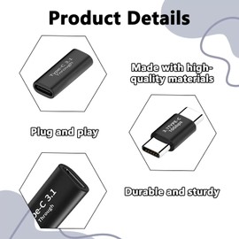 4 Stück USB-C Kupplung,Usb-c Adapter,Usb C Auf Usb C Adapter, Lightning Auf USB C Adapter,Adapter USB C Auf USB C，USB C Buchse，Theoretische DatenüBertragungsrate Bis Zu 10 Gbit/S，USB C Adapter
