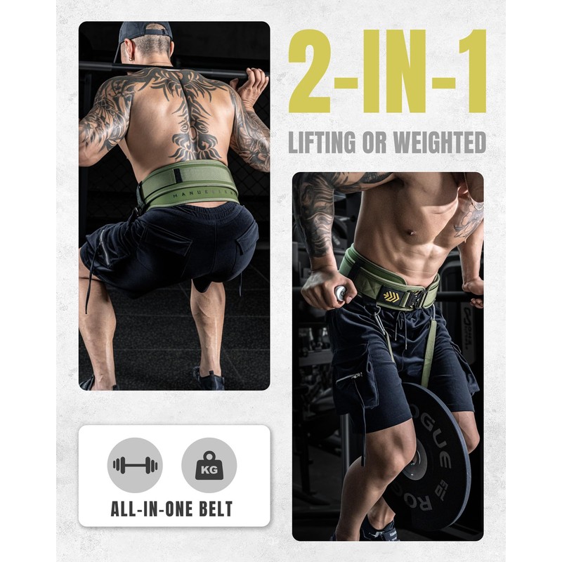 MANUEKLEAR Quick Locking Weighted Belt, Double-Layer Dip Belt for Weight