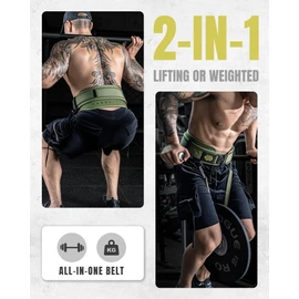 MANUEKLEAR Quick Locking Weighted Belt, Double-Layer Dip Belt for Weight Lifting, Weighted Pull Up Belt for Powerlifting Squat